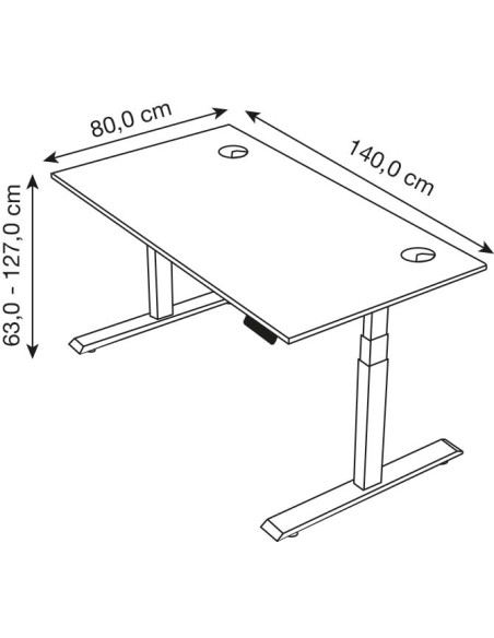Move-2 Elektrisch höhenverstellbarer Schreibtisch rechteckig, T-Fuss-Gestell 140-180cm