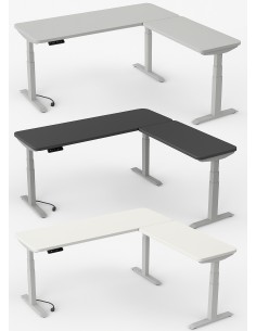 Move-3 Premium Elektrisch höhenverstellbarer Schreibtisch L-Form, 200x100cm - Anbau 120x80cm