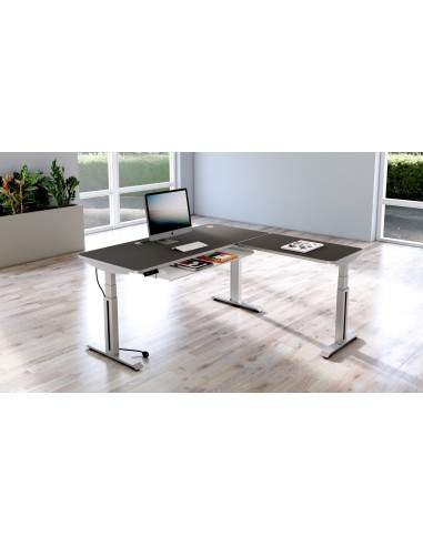 Move-3 Premium Elektrisch höhenverstellbarer Schreibtisch L-Form, 200x100cm - Anbau 120x80cm