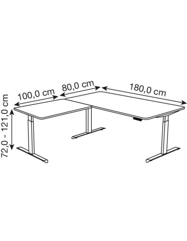 Move-3 Premium Elektrisch höhenverstellbarer Schreibtisch L-Form, 200x100cm - Anbau 120x80cm