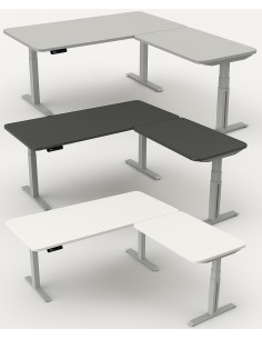 Move-3 Premium Elektrisch höhenverstellbarer Schreibtisch L-Form, 180x80cm - Anbau 100x60cm