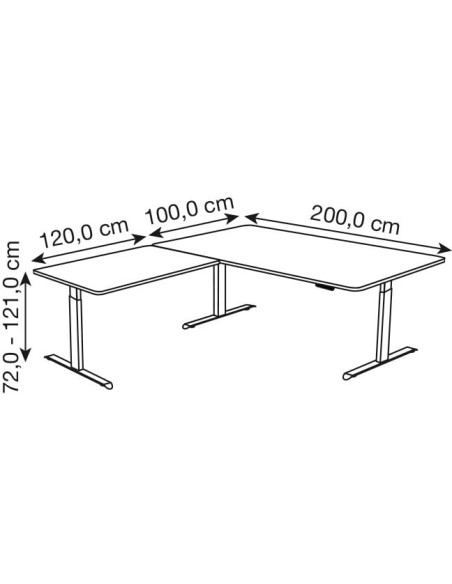 Move-3 Premium Elektrisch höhenverstellbarer Schreibtisch L-Form, 180x80cm - Anbau 100x60cm