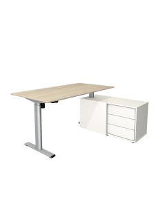 Move 1 base elektrisch höhenverstellbarer Schreibtischrechteckig, T-Fuss-Gestell mit Sideboard 150x80cm 2