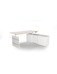 Move 3 elektrisch höhenverstellbarer Schreibtischrechteckig, T-Fuss-Gestell mit Sideboard 180x80cm 2