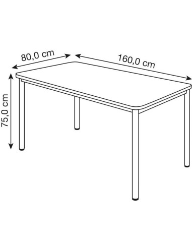 Prime Schreibtisch rechteckig, 4-Fuss-Gestell 160 - 200cm