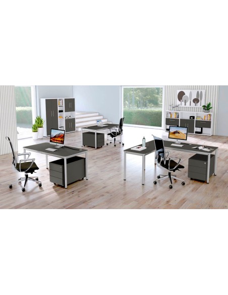 Prime Schreibtisch rechteckig, 4-Fuss-Gestell 160 - 200cm