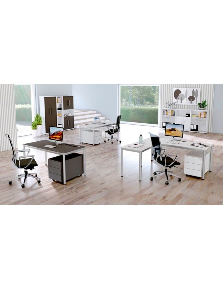 Prime Schreibtisch rechteckig, 4-Fuss-Gestell 160 - 200cm