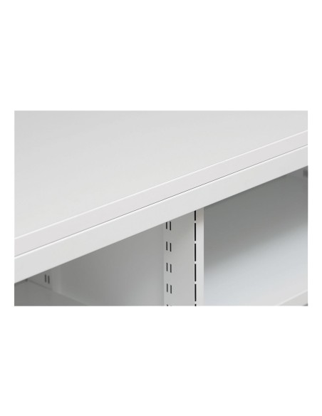 Wolfstahl Rolladenschrank Stahl 1 Fachböden Zylinderschloss 160 x 46 x 75 cm lichtgrau - schwarz - weiss