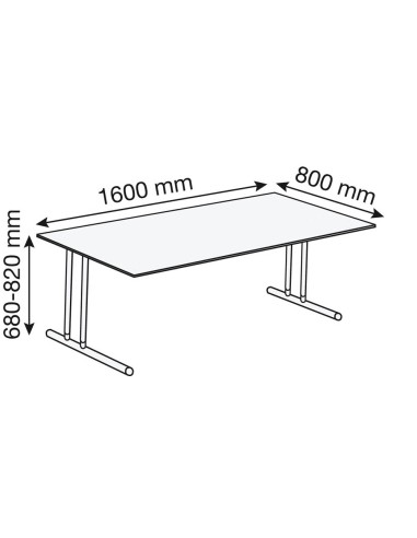 Architekt höhenverstellbarer Schreibtisch rechteckig, Kufen-Gestell 160x80cm