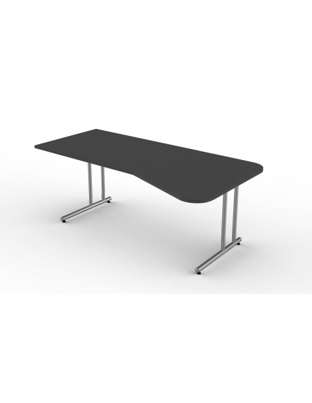 Lago Schreibtisch L-Form, C-Fuss-Gestell chrom 195 x 80/100