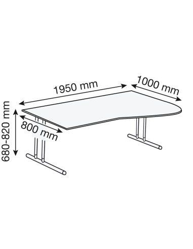 Lago Schreibtisch L-Form, C-Fuss-Gestell chrom 195 x 80/100