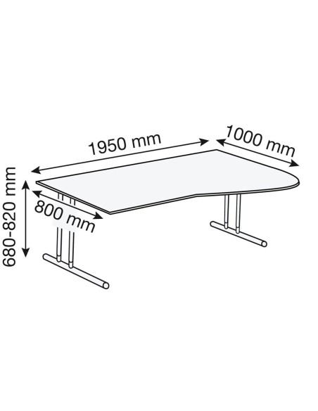 Lago Schreibtisch L-Form, C-Fuss-Gestell chrom 195 x 80/100