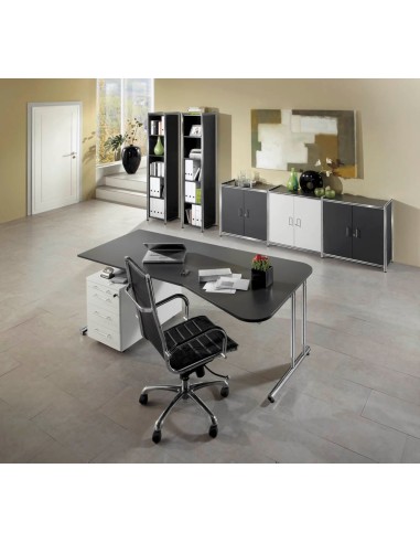 Lago Schreibtisch L-Form, C-Fuss-Gestell chrom 195 x 80/100