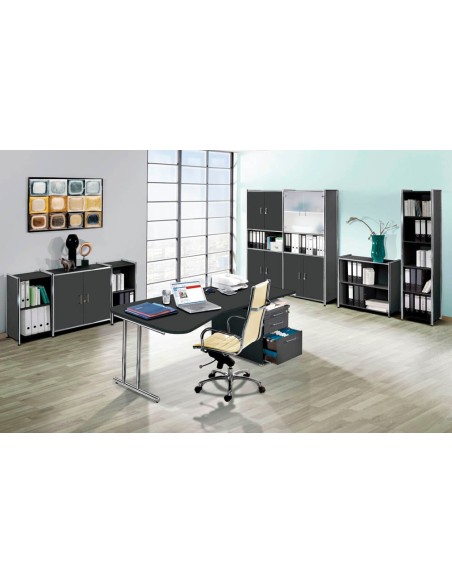 Lago Schreibtisch L-Form, C-Fuss-Gestell chrom 195 x 80/100