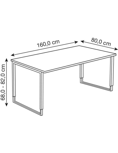StageOne höhenverstellbarer Schreibtisch rechteckig, 4-Fuss-Gestell 160x80cm