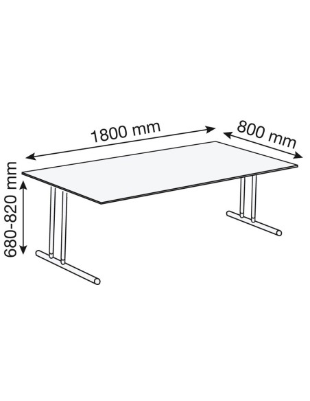 StageOne höhenverstellbarer Schreibtisch rechteckig, 4-Fuss-Gestell 180x80cm