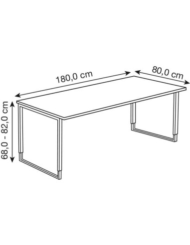 StageOne höhenverstellbarer Schreibtisch rechteckig, Bügelgestell 180x80cm