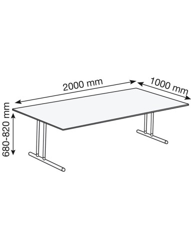 StageOne höhenverstellbarer Schreibtisch rechteckig, Bügelgestell 200x100cm