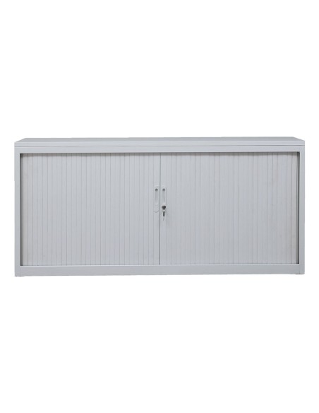 Wolfstahl Rolladenschrank Stahl 1 Fachböden Zylinderschloss 160 x 46 x 75 cm lichtgrau - schwarz - weiss