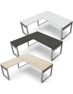 StageOne L-Form höhenverstellbarer Schreibtisch rechteckig, Bügelgestell, 180x80cm - Anbau 100x60cm