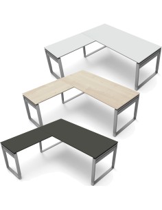 StageOne L-Form höhenverstellbarer Schreibtisch rechteckig, Bügelgestell, 200x100cm - Anbau 120x80cm