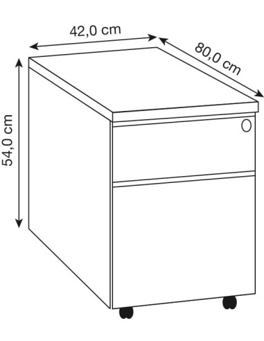 Yukon Rollcontainer 2 Schubladen 42 x 80 x 54 cm