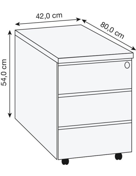 Yukon Rollcontainer 3 Schubladen 42 x 80 x 54 cm