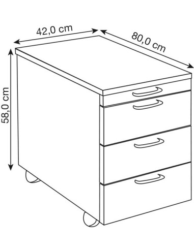 Lago Rollcontainer 4 Schubladen 42 x 80 x 54 cm