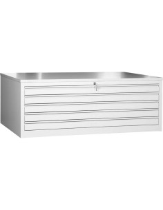 Wolfstahl Planschrank stahl 5 Schubladen 140 x 95 x 53 cm A0 lichtgrau