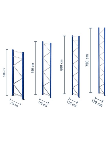 Ständer für Palettenregal 110 cm tief / 3m, 4.5m, 6m, 7.5m