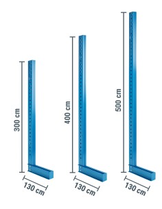 Ständer für Kragarmregal / Einseitig / 130 cm tief / 3m, 4m, 5m