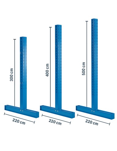 Ständer für Kragarmregal / Doppelseitig / 220 cm tief / 3m, 4m, 5m
