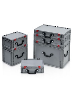 Eurobehälter mit Deckel mit 1 Koffergriff an der langen Seite