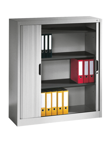 Armoire à rideaux en acier avec 3 ou 5 étagères, serrure à cylindre, gris clair