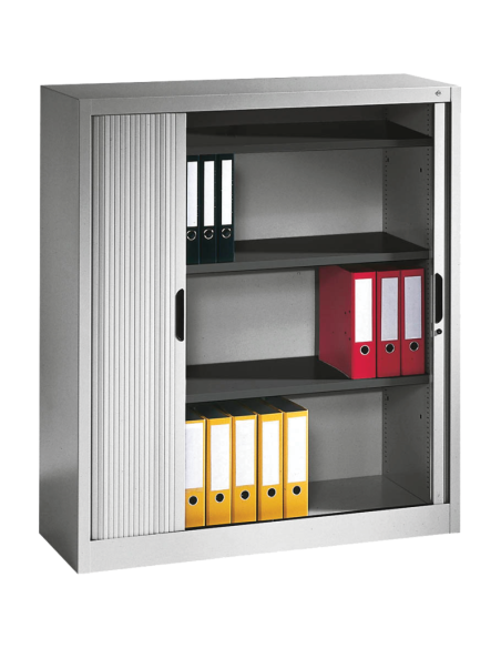 Armoire à rideaux en acier avec 3 ou 5 étagères, serrure à cylindre, gris clair