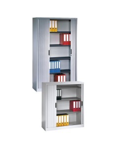 Stahl Rolladenschrank mit 3 oder 5 Abstellböden Zylinderschloss lichtgrau