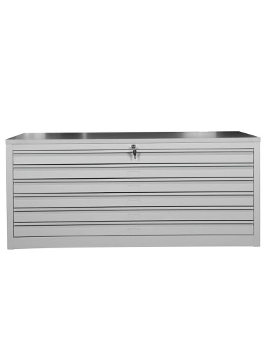 Wolfstahl Planschrank stahl 6 Schubladen 140 x 95 x 62 cm A0 lichtgrau