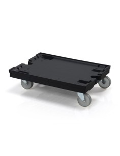 Transportroller 80 x 60 cm schwarz 4 lenkbare PP-Rollen
