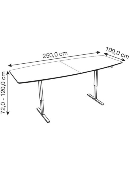 Konferenztisch Move 3 10306010, elektrisch höhenverstellbar 72-120cm (H), 250x100cm (BxT), 6 Personen, Tonnenform