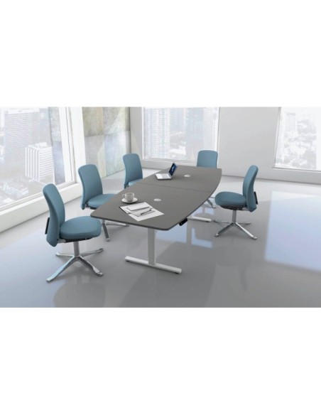 Konferenztisch Move 3 10306010, elektrisch höhenverstellbar 72-120cm (H), 250x100cm (BxT), 6 Personen, Tonnenform