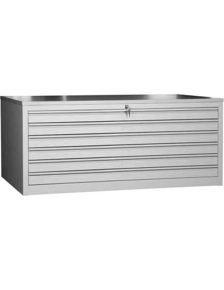 Wolfstahl Planschrank stahl 6 Schubladen 113 x 83 x 105 cm A0 lichtgrau