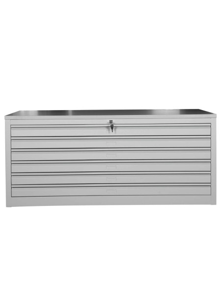 Wolfstahl Planschrank stahl 6 Schubladen 113 x 83 x 105 cm A0 lichtgrau