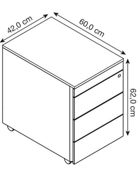 Wolfstahl Rollcontainer Stahl 4 Auszüge Weiss abschliessbar 40 x 60 x 62 cm