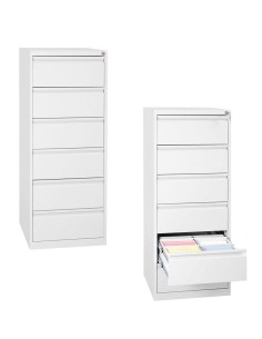 Wolfstahl Karteischrank stahl 6 Schubladen 53 x 62 x 132 cm reinweiss