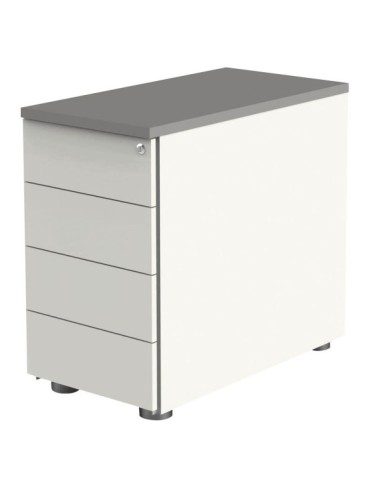 Standcontainer Move 4191 Holz weiss (Abdeckplatte graphit), 4 normale Schubladen, abschliessbar