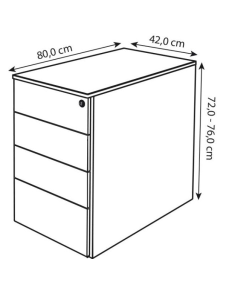 Standcontainer Move 4191 Holz weiss (Abdeckplatte graphit), 4 normale Schubladen, abschliessbar