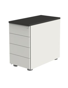 Standcontainer Move 4192 Holz weiss (Abdeckplatte anthrazit), 4 normale Schubladen, abschliessbar