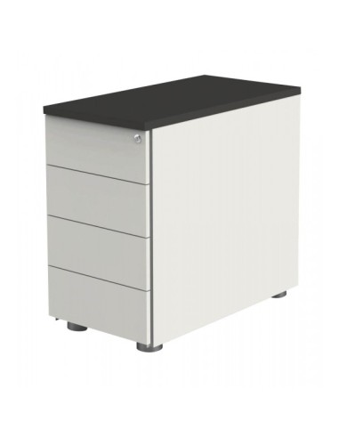 Standcontainer Move 4192 Holz weiss (Abdeckplatte anthrazit), 4 normale Schubladen, abschliessbar