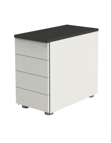 Standcontainer Move 4192 Holz weiss (Abdeckplatte anthrazit), 4 normale Schubladen, abschliessbar