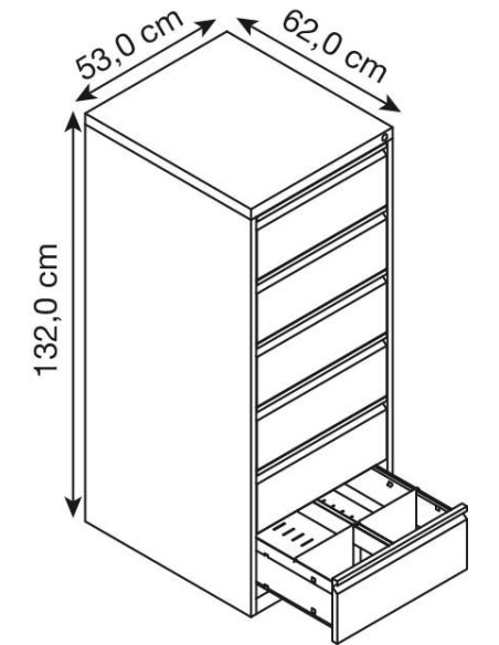 Wolfstahl Karteischrank stahl 6 Schubladen 53 x 62 x 132 cm reinweiss